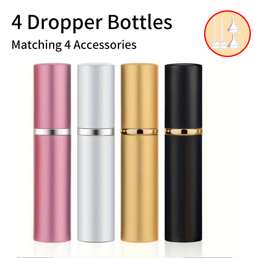 Perfume Fragrance Ingredients - 4pcs+4 Accessories 5ml Refillable Portable Mini