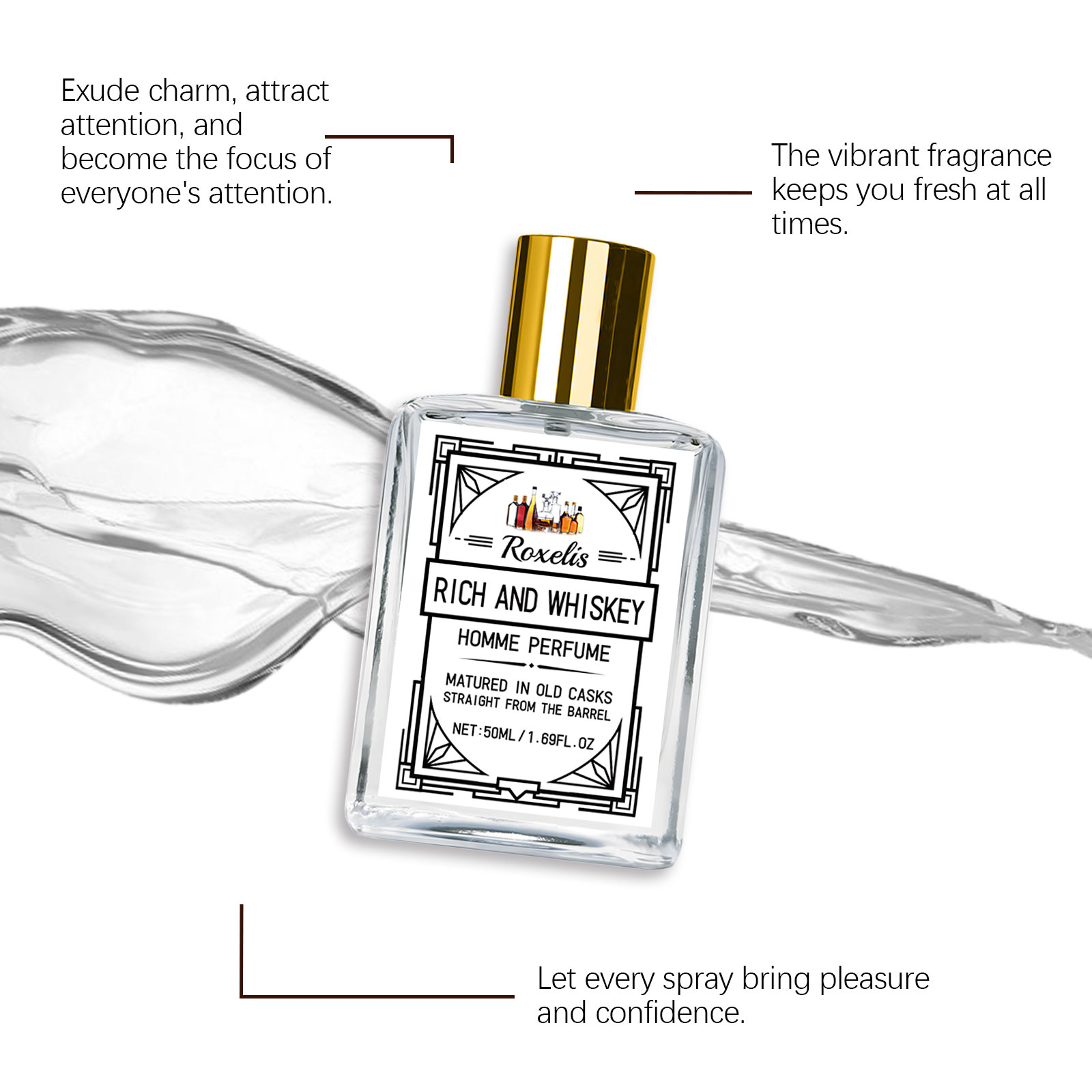 Roxelis 50ml Charm Whisky Men' - Perfume Fragrance Free 评论和价格